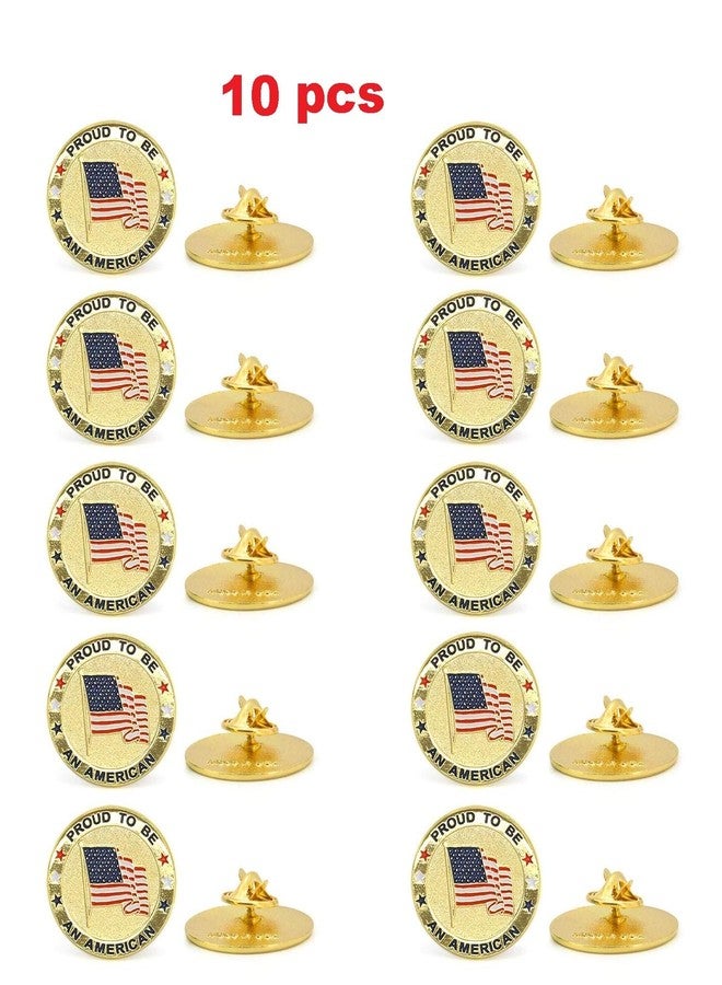 TONOS 10 Pack Round American Flag Pins, Gold USA Lapel Pins - Pround to Be An American Pin for Memorial Day, Flag Day, Independence Day - Image 5