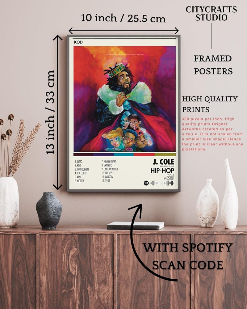 BLINKART BLINKART JCOLEKOD Popular Music Album Songs Hanging Wall ArtWork PhotoFrames 13x10 inch Decor For Home Bedroom Living Room Aesthetics Spotify Song Link QR Code With Your Photo Frame  - Image 4
