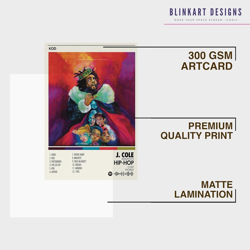 BLINKART BLINKART JCOLEKOD Popular Music Album Songs Hanging Wall ArtWork PhotoFrames 13x10 inch Decor For Home Bedroom Living Room Aesthetics Spotify Song Link QR Code With Your Photo Frame  - Image 5