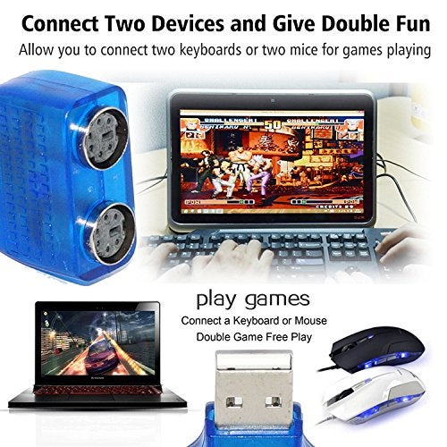 LipiWorld® USB to PS2 Converter/Adapter,USB Type A Male to Dual PS/2 Female for Keyboard Mouse (Blue) - Image 3