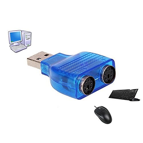 LipiWorld® USB to PS2 Converter/Adapter,USB Type A Male to Dual PS/2 Female for Keyboard Mouse (Blue) - Image 1