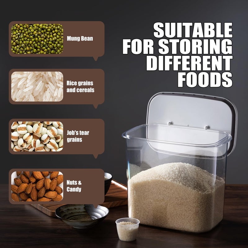 LivLab Rice Container - 25 Lbs/12KG/12L Rice Dispenser Storage with Measuring Cup Food Cereal Container Bins Pet Food Container Household for Kitchen Pantry Organization,White - Image 2