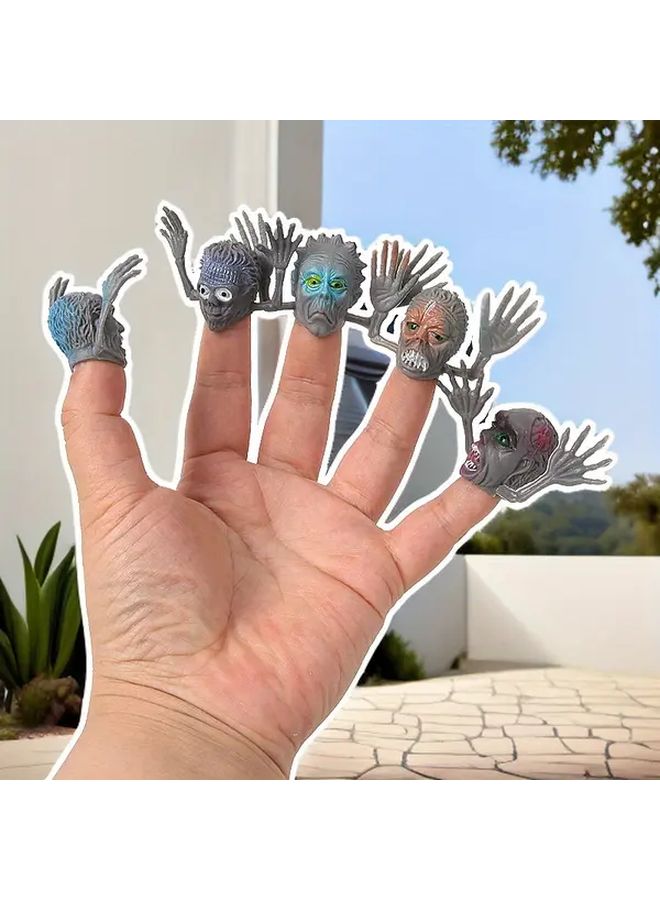 5pcs Yellow Finger Puppets Realistic Rubber Material Halloween Party Doll Game - Image 2