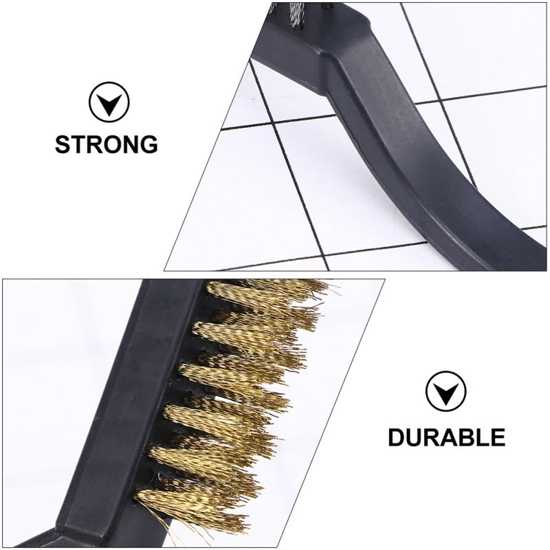 12pcs Mini Brass Wire Scratch Brushes, Rust Cleaning Industrial Wire Toothbrush Set with Steel Bristles, Anti-Static Rust Removal Brush for Motor, Door, and Window Maintenance - Image 3