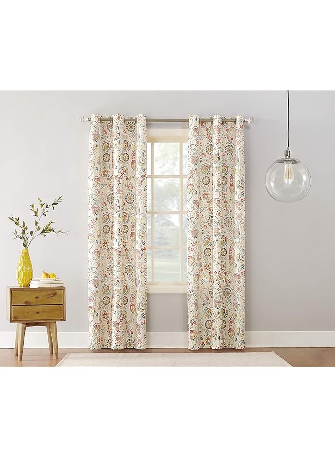 erorex Jorah Botanical Print Thermal Insulated Energy Efficient Grommet Curtain Panel 40 Inch X 84 Inch Linen - Image 4
