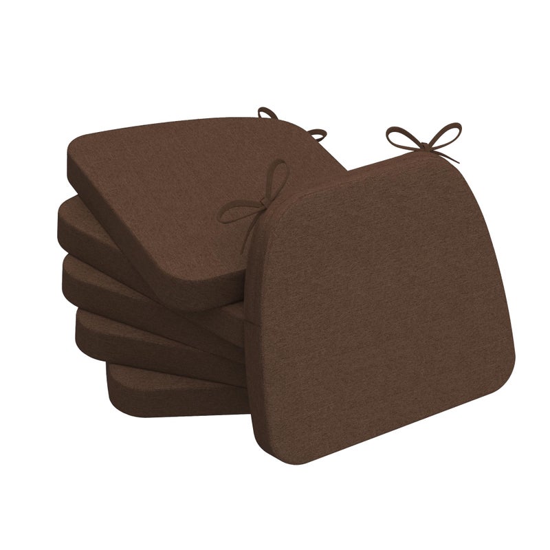 AAAAAcessories DShaped Chair Cushions 2 Thick Dining Chair Pads with Ties and Removable MachineWashable Cover 17 x 16 Set of 6 Brown