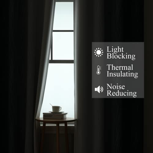 Estelar Textiler Full Room Darkening Greyish White and Navy Blue Blackout Curtains 63 Inch Length 2 Panels Set,Ombre Thermal Insulated Full Light Blocking Grommet Blackout Drapes for Boys Room,52Wx63L - Image 3