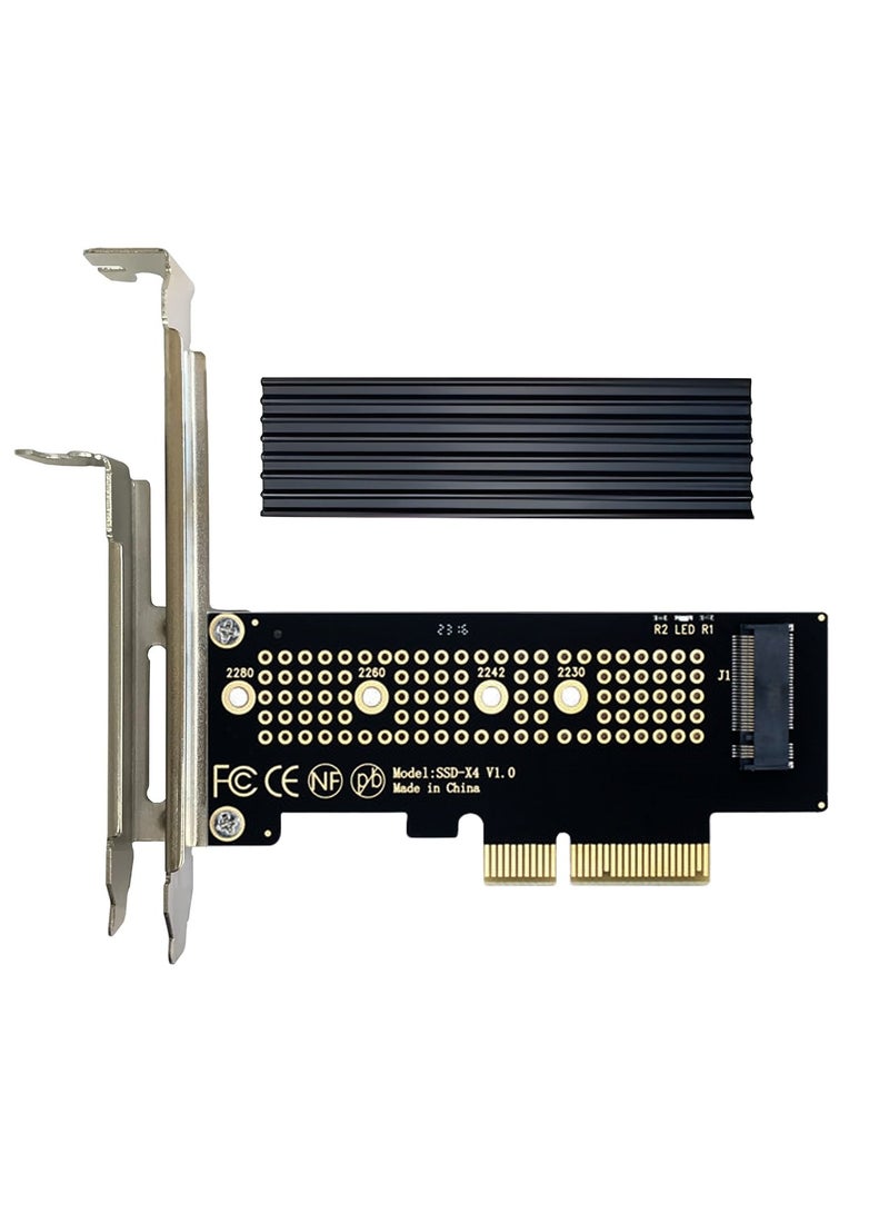 JEYI M.2 NVME to PCIe 3.0/4.0 x4 Adapter, NVME/AHCI SSD to PCIe Expansion Card with Aluminum Heatsink Solution, Supports PCI-Express X4 X8 X16 Slots - Image 1