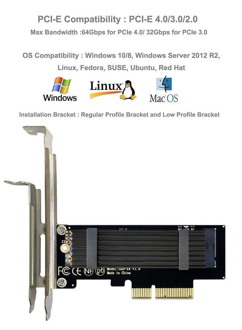 JEYI M.2 NVME to PCIe 3.0/4.0 x4 Adapter, NVME/AHCI SSD to PCIe Expansion Card with Aluminum Heatsink Solution, Supports PCI-Express X4 X8 X16 Slots - Image 5