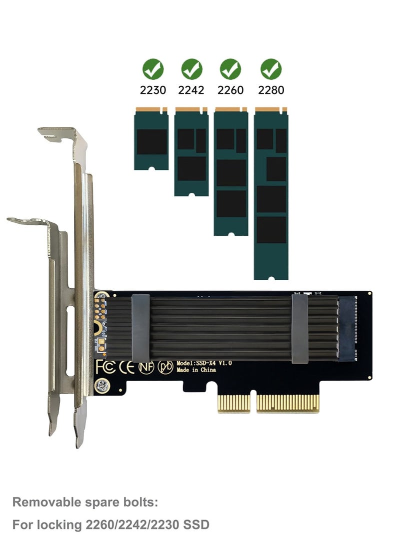 JEYI M.2 NVME to PCIe 3.0/4.0 x4 Adapter, NVME/AHCI SSD to PCIe Expansion Card with Aluminum Heatsink Solution, Supports PCI-Express X4 X8 X16 Slots - Image 4