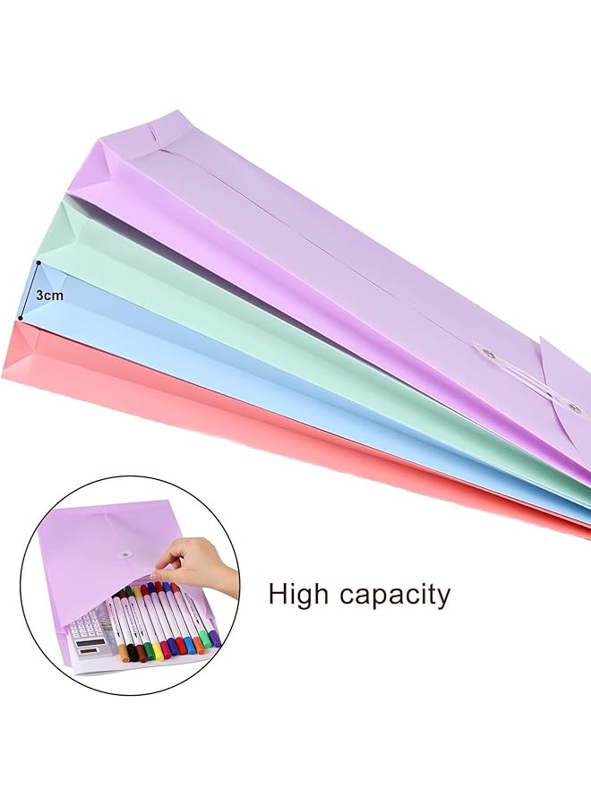 Bolivia's A4 Folder 8 Pieces A4 Size Waterproof File Pouch Expanding File Folder Plastic File Folders With String Tie Closure Large Capacity Information Bag For Home School And Office  - Image 5