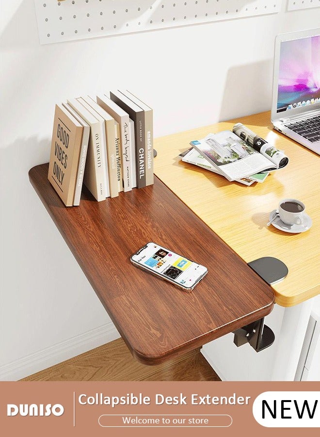 DUNISO موسع مكتب قابل للطي، صينية لوحة مفاتيح المكتب، دعم ذراع تمديد طاولة الكمبيوتر المريحة، دعم مسند ذراع عملي وموفر للمساحة بدون ثقب للتثبيت في المنزل والمكتب - Image 1