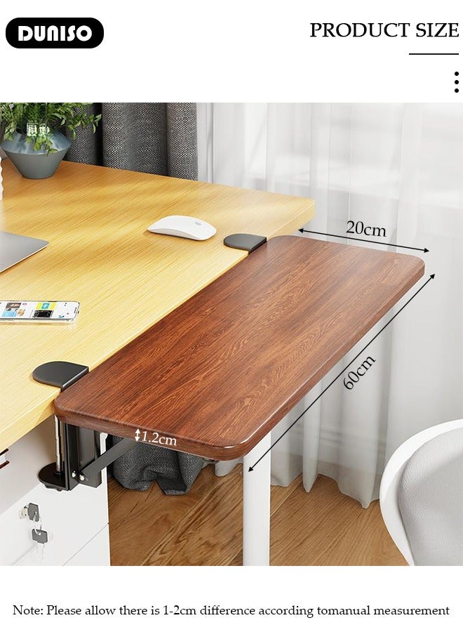 DUNISO موسع مكتب قابل للطي، صينية لوحة مفاتيح المكتب، دعم ذراع تمديد طاولة الكمبيوتر المريحة، دعم مسند ذراع عملي وموفر للمساحة بدون ثقب للتثبيت في المنزل والمكتب - Image 2