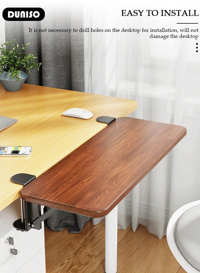 DUNISO موسع مكتب قابل للطي، صينية لوحة مفاتيح المكتب، دعم ذراع تمديد طاولة الكمبيوتر المريحة، دعم مسند ذراع عملي وموفر للمساحة بدون ثقب للتثبيت في المنزل والمكتب - Image 3