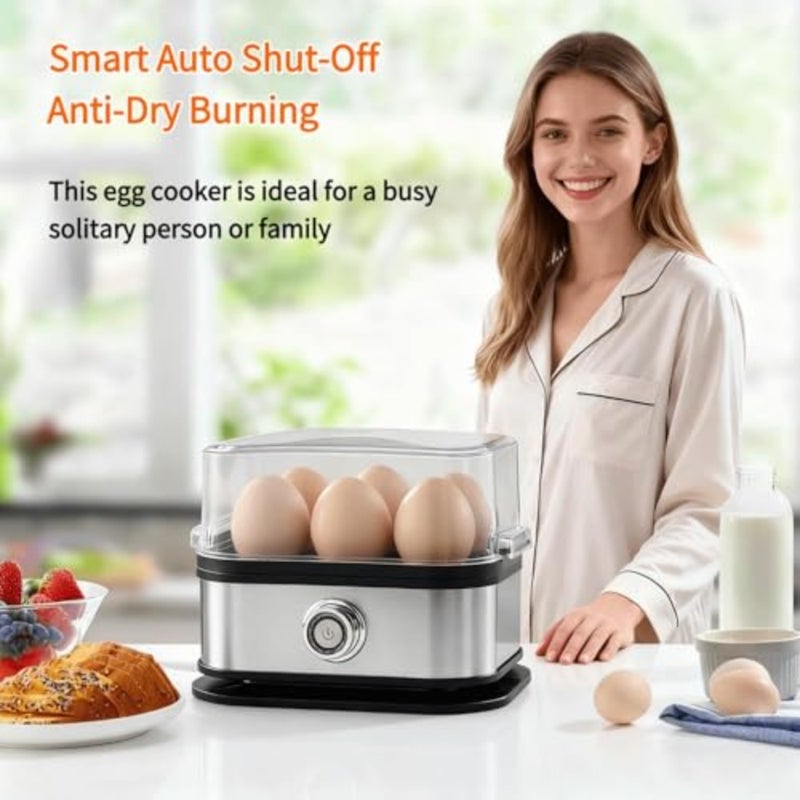 Electric egg boiler for kitchen use, stainless steel, silver, rapid boiling with auto shut-off and easy cleaning - Image 3