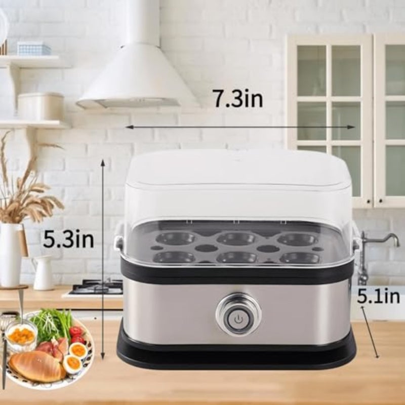 Electric egg boiler for kitchen use, stainless steel, silver, rapid boiling with auto shut-off and easy cleaning - Image 2