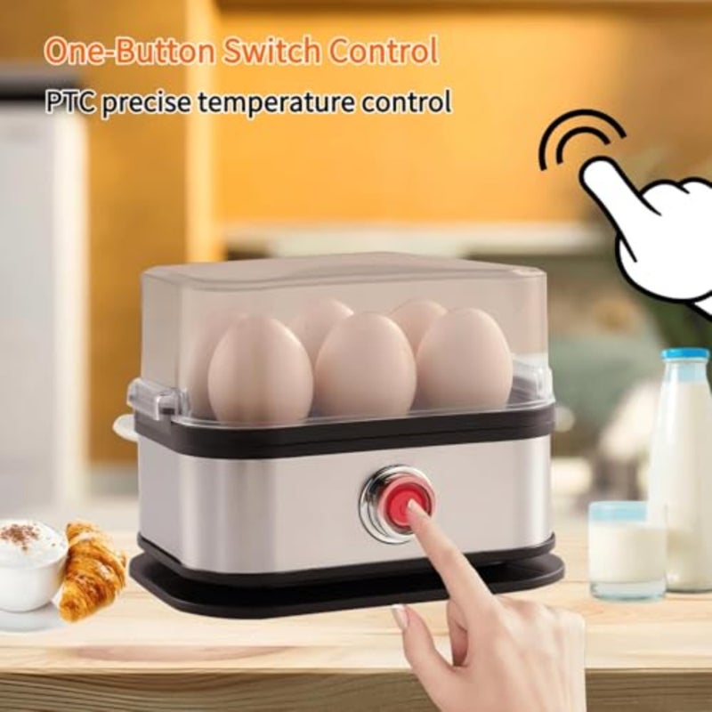 Electric egg boiler for kitchen use, stainless steel, silver, rapid boiling with auto shut-off and easy cleaning - Image 4