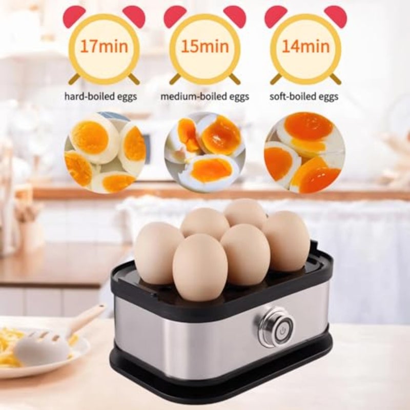 Electric egg boiler for kitchen use, stainless steel, silver, rapid boiling with auto shut-off and easy cleaning - Image 5