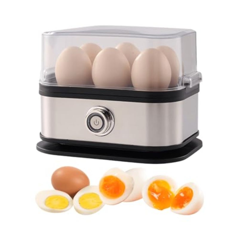 Electric egg boiler for kitchen use, stainless steel, silver, rapid boiling with auto shut-off and easy cleaning - Image 1