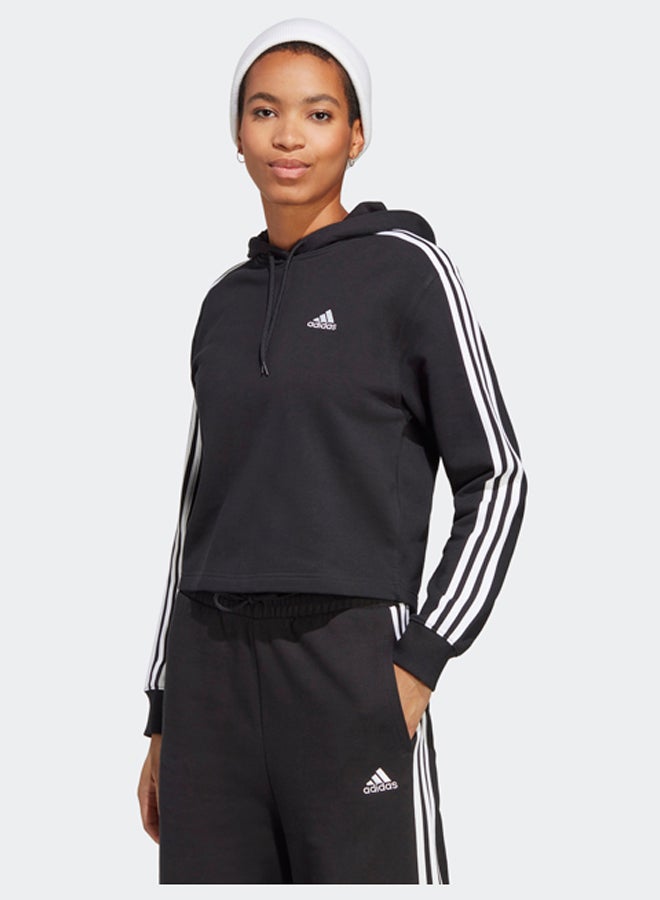 Adidas Essentials 3-Stripes French Terry Crop Hoodie - Image 1