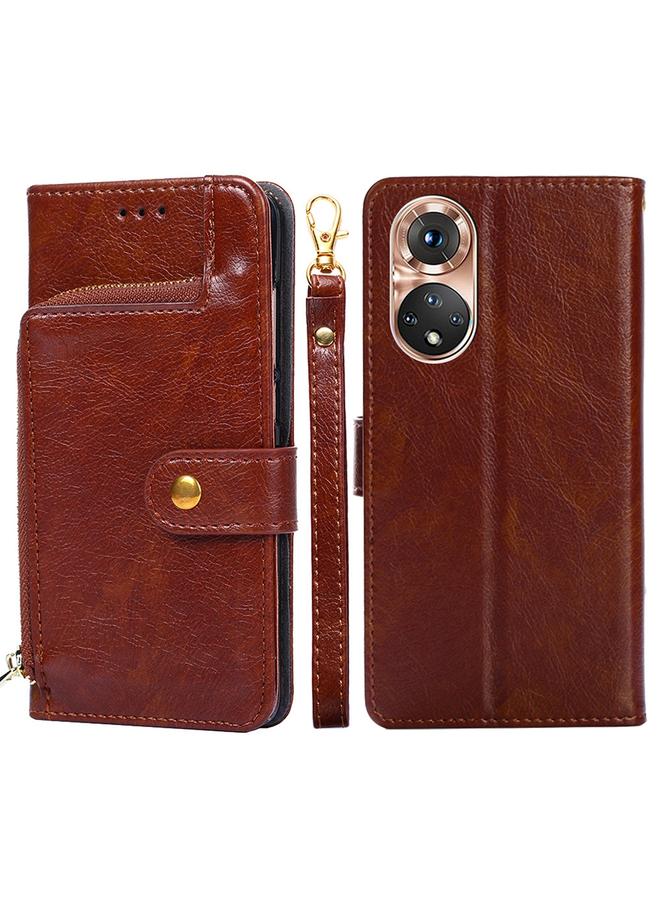 زبون جراب لهاتف Honor 50 مصنوع من جلد البولي يوريثان الحراري مع حامل وفتحة للبطاقات ومحفظة وحبل تثبيت. - Image 1