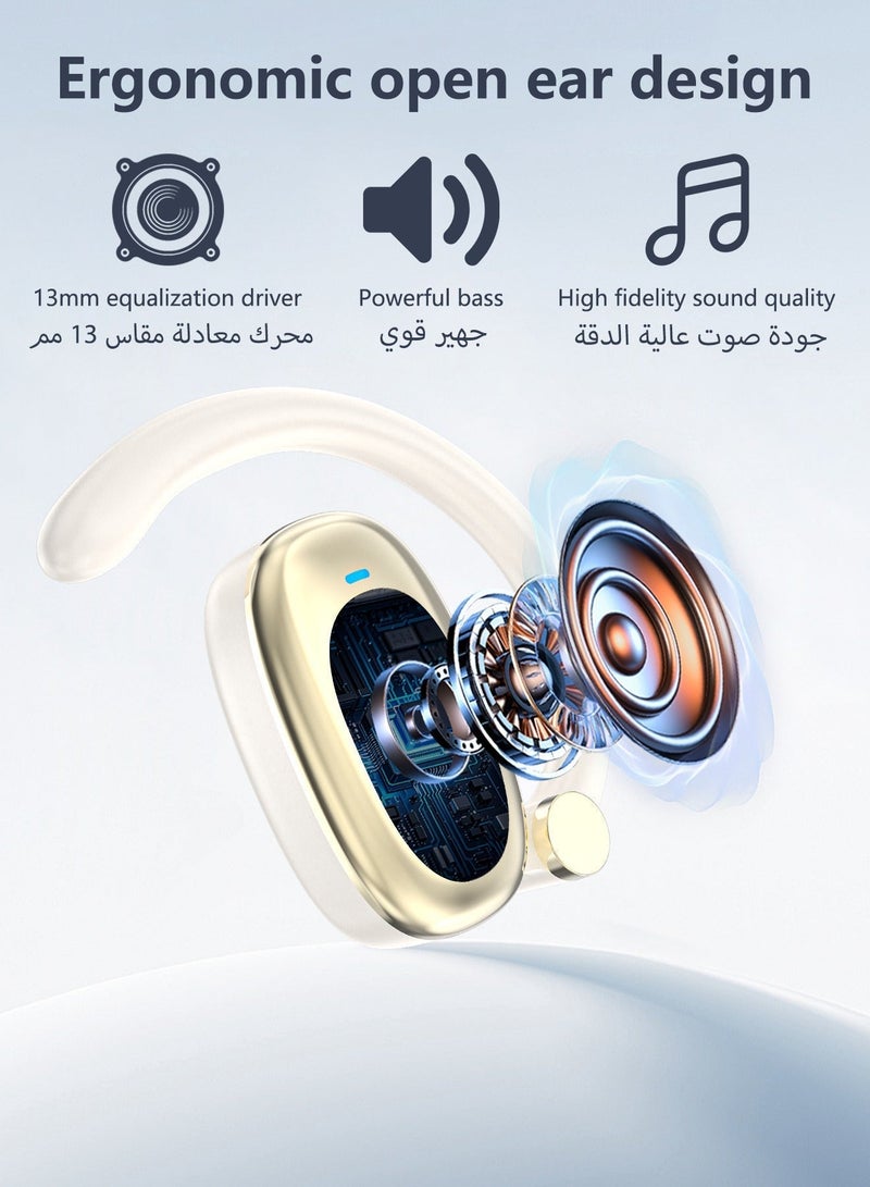 DUDAO Open-Ear Bluetooth 5.46 Wireless Earbuds with Earhooks, 8-Hour Playtime, Fast Charging, Sweat-Resistant Sport Earphones with Digital Display Charging Case - Image 4