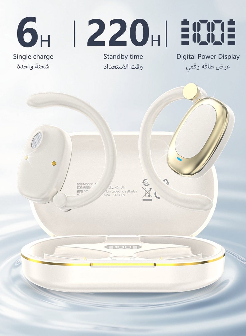 DUDAO Open-Ear Bluetooth 5.46 Wireless Earbuds with Earhooks, 8-Hour Playtime, Fast Charging, Sweat-Resistant Sport Earphones with Digital Display Charging Case - Image 2