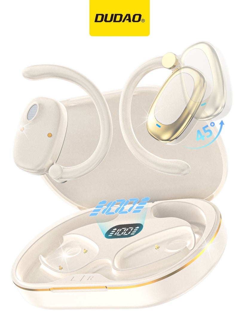 DUDAO Open-Ear Bluetooth 5.46 Wireless Earbuds with Earhooks, 8-Hour Playtime, Fast Charging, Sweat-Resistant Sport Earphones with Digital Display Charging Case - Image 1