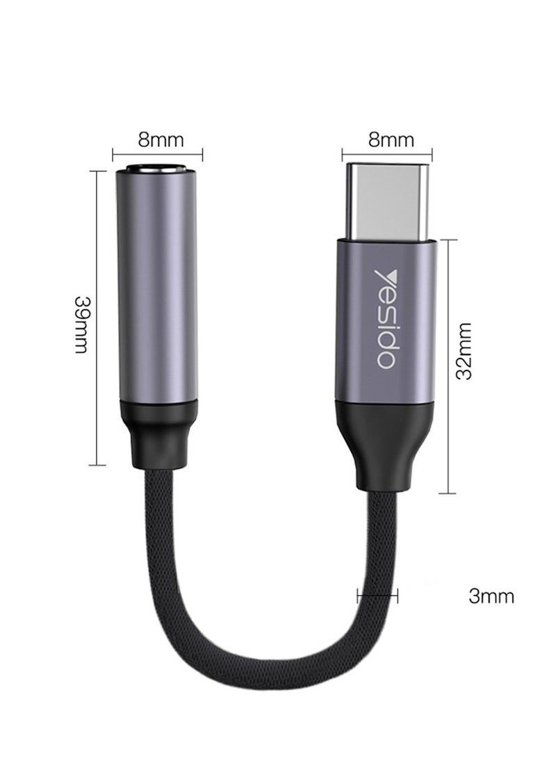 Yesido YAU19 Type-C to 3.5mm Audio Adapter Cable(Grey) - Image 2