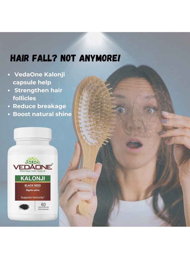 VedaOne All-Natural Kalonji (Black Seed) Veg Capsules | 450mg each | 60 Capsules Supports Immunity, Joint Health, Digestion, Hair & Skin Health, Antioxidant Properties | Premium Wellness Support - Image 5