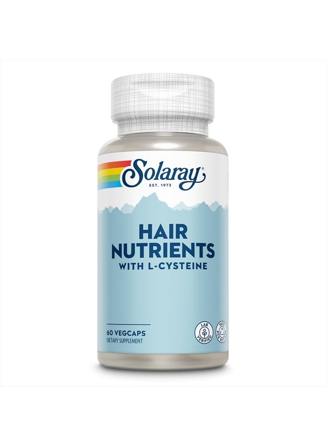 SOLARAY Solaray Hair Nutrients with L-Cysteine - Hair Vitamins with Biotin for Hair Growth Support - Hair Skin and Nails Vitamins for Women and Men - Lab Verified, 60-Day Guarantee - 30 Servings, 60 VegCaps - Image 1