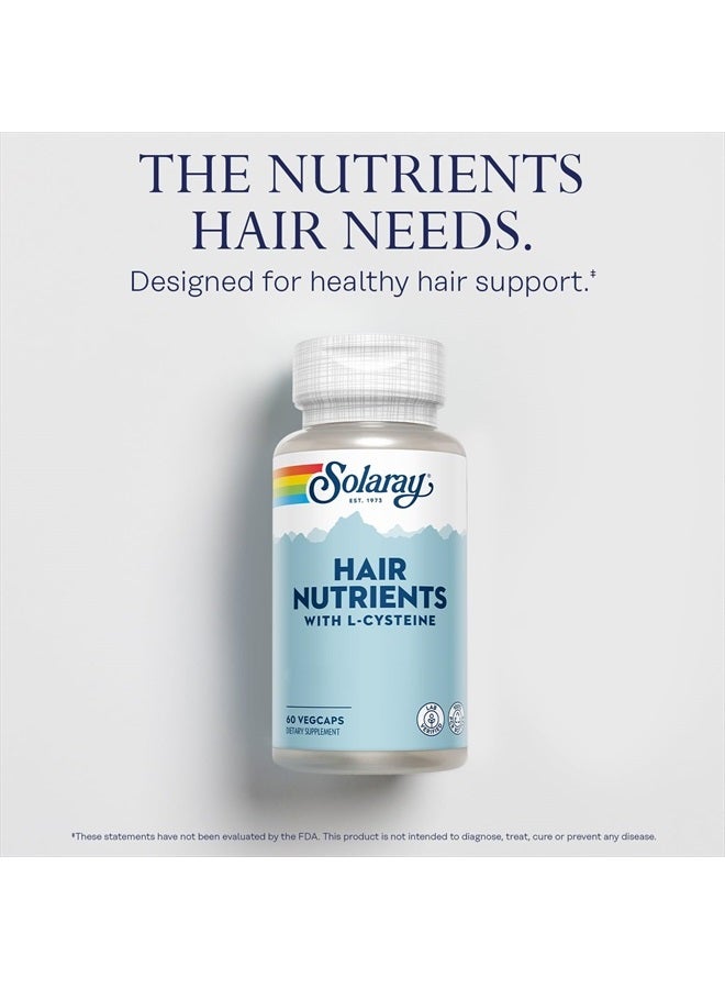 SOLARAY Solaray Hair Nutrients with L-Cysteine - Hair Vitamins with Biotin for Hair Growth Support - Hair Skin and Nails Vitamins for Women and Men - Lab Verified, 60-Day Guarantee - 30 Servings, 60 VegCaps - Image 3