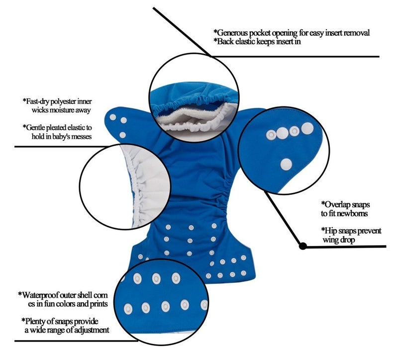 Mummamia Baby Reusable Pocket Cloth Diaper with 2 Microfiber 4Layer Nappy Inserts - Bulldozers - Image 2