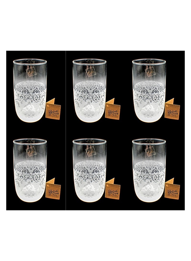 كودو آرتس أكواب زجاج للماء او العصائر مزخرفة 6 قطع - Image 1