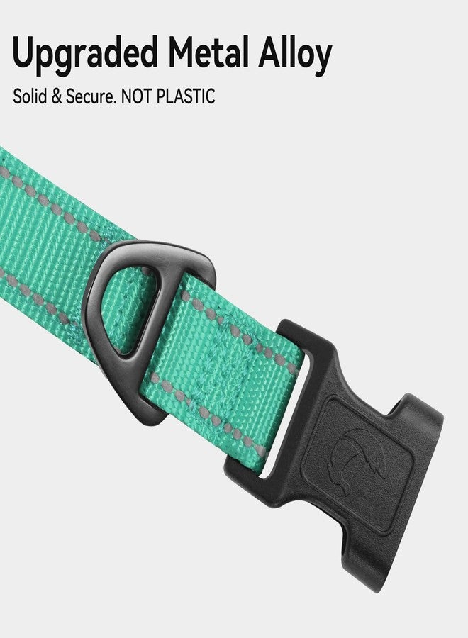 Joytale Reflective Dog Collar, Soft Neoprene Padded, Metal D-Ring, Nylon Pet Collar Adjustable for Extra Large Dogs, Teal, XL - Image 3