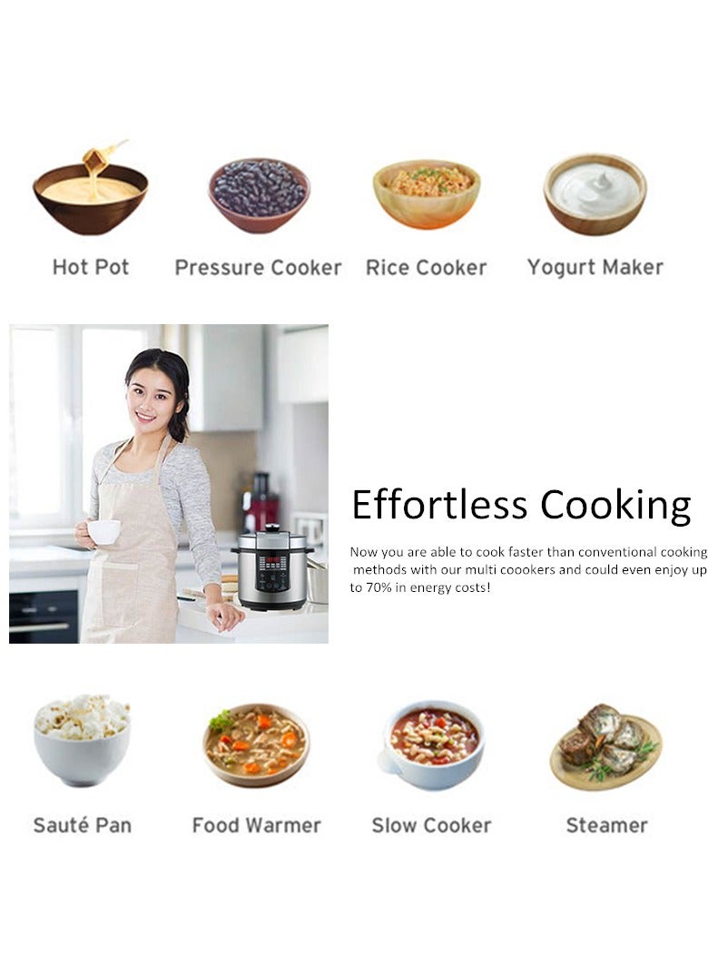 DEROVAN 6L Electric Pressure Cooker All In 1 Micro Computer Non Stick Inner Pot Stainless Steel Multi Function Smart Cooking Commercial Capacity Factory Direct Multi Cooker - Image 3