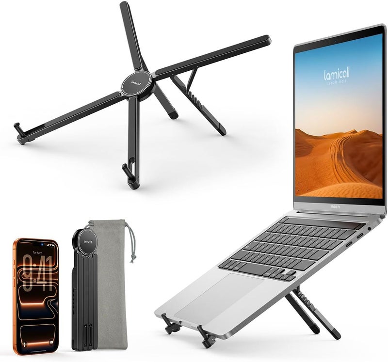 Lamicall Lamical Ultra-Light Laptop Stand - Foldable & Adjustable for MacBook, Compatible with 10-15.6 Inch Laptops - Image 1