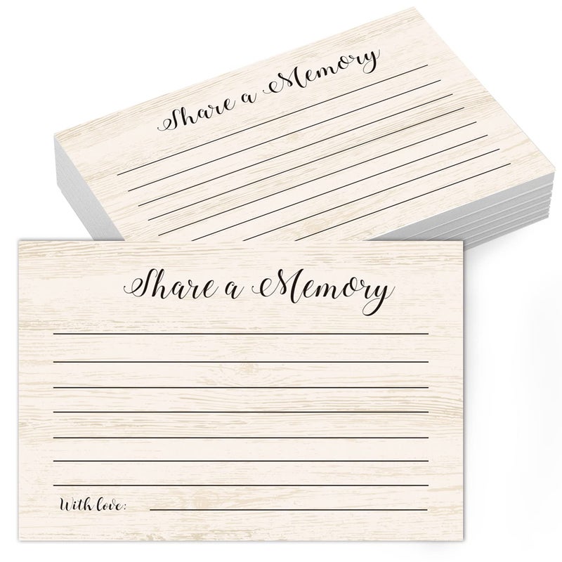TENTADO Share A Memory Cards 50 Rustic Wood Cards and Sign for Wedding Shower Birthday Funeral Retirement Graduation Life Memories Guest Book Alternative Advice Game