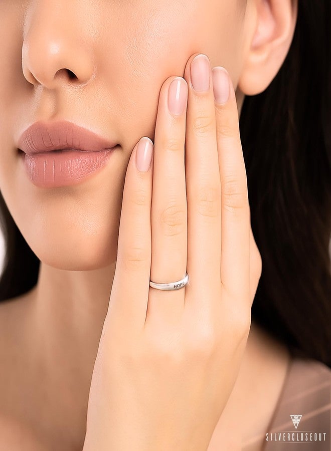 SILVERCLOSEOUT Rhodium Plated Sterling Silver Ladies Thin Stackable Hope Inspirational Word Ring - Size 8 - Image 4