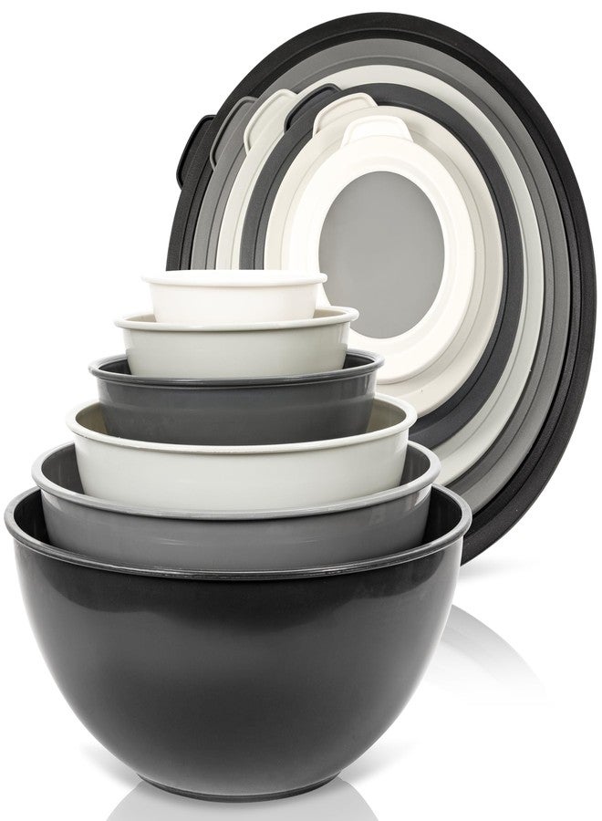 WHYSKO Mixing Bowl Set, 12 Piece Colorful Plastic Mixing Bowls with Lids Set for Food Prep Storage and Serving, Microwave and Dishwasher Safe for Kitchen Baking Cooking - Image 1