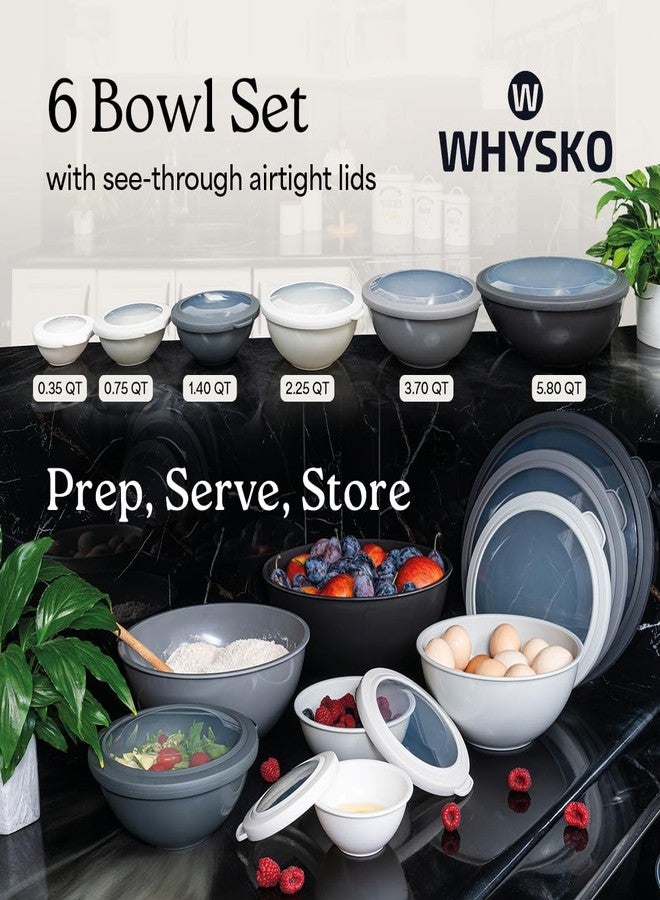 WHYSKO Mixing Bowl Set, 12 Piece Colorful Plastic Mixing Bowls with Lids Set for Food Prep Storage and Serving, Microwave and Dishwasher Safe for Kitchen Baking Cooking - Image 2