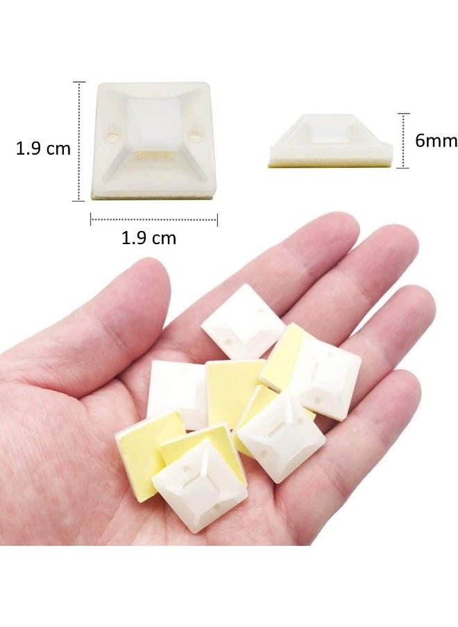 Royal Apex Premium Zip Tie Adhesive-Backed Mounts Professional Grade White Cable Tie Bases 100 19X19 Mm  - Image 2