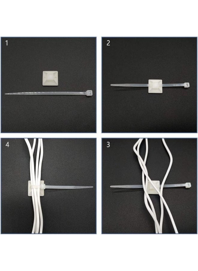Royal Apex Premium Zip Tie Adhesive-Backed Mounts Professional Grade White Cable Tie Bases 100 19X19 Mm  - Image 3