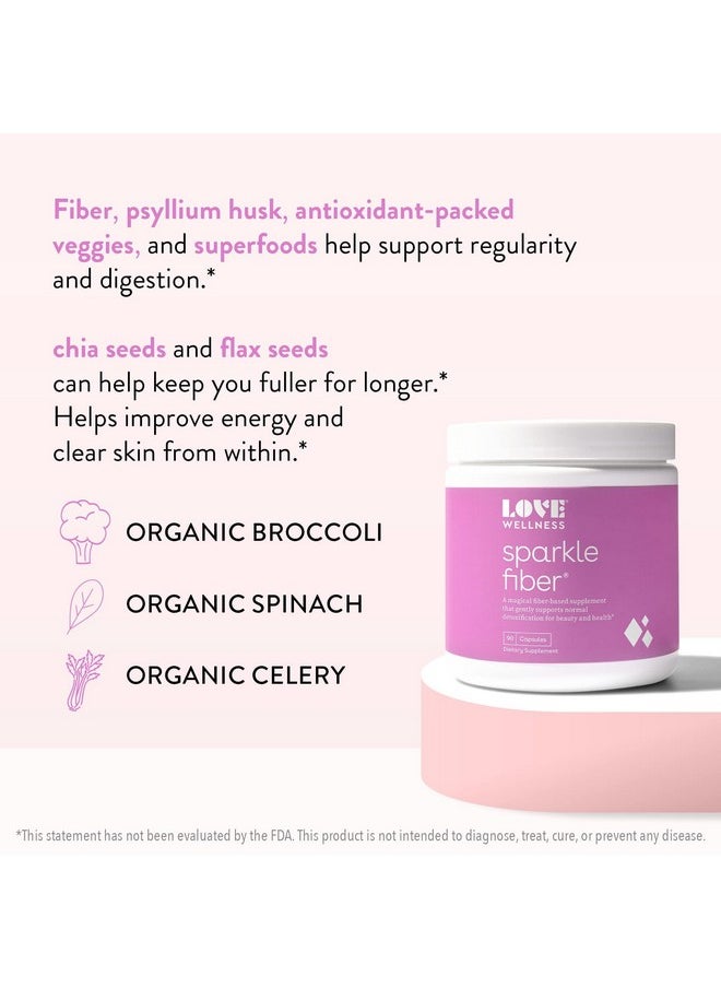 Love Wellness - Sparkle Fiber Supplement For Gut Health 90 Capsules  Beauty Fiber Pills For Sparkling Skin Bloating Relief & Weight Management Psyllium Husk Powder Fiber & Digestive Enzymes - Image 1