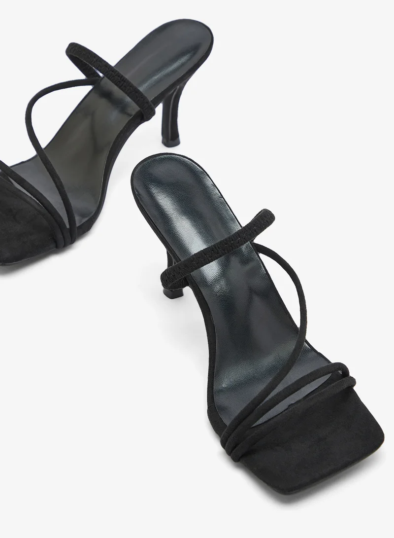 Ginger Black Strap Detail Mid Heel Sandals for Women | Best Price UAE