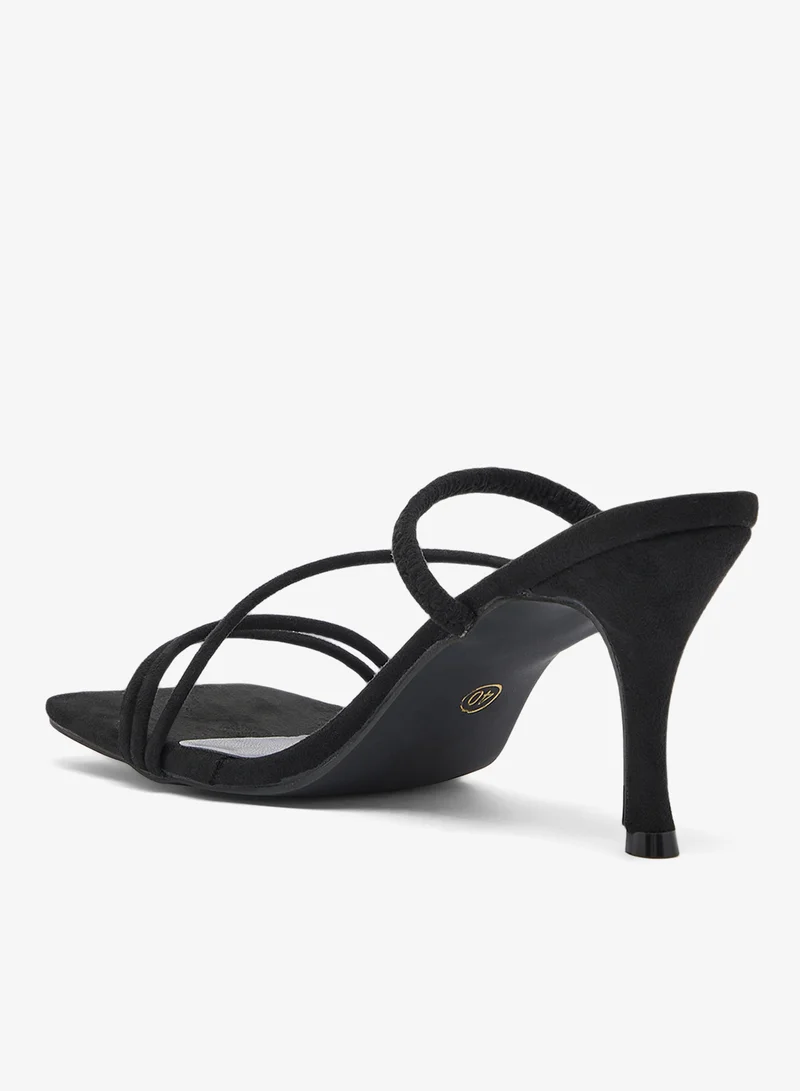 Ginger Black Strap Detail Mid Heel Sandals for Women | Best Price UAE