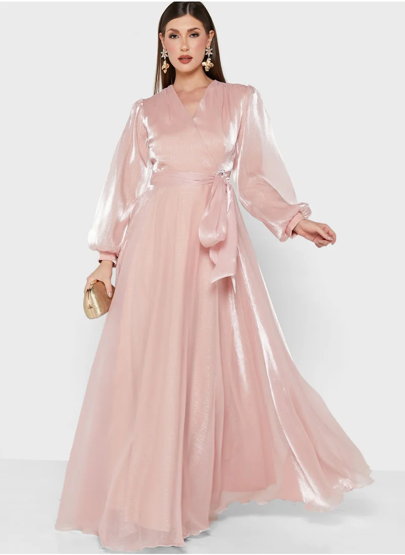 Khizana Tied Waist Cross Front Dress