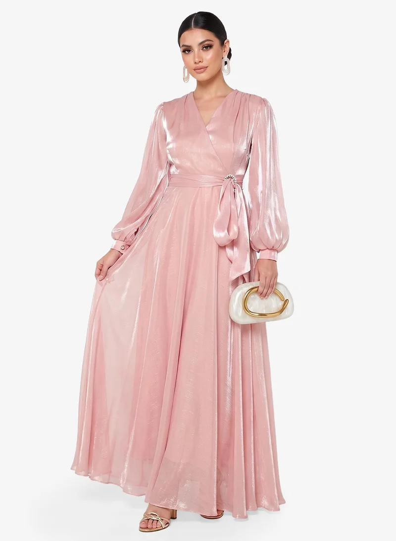 Khizana Shimmering Wrap Maxi Dress
