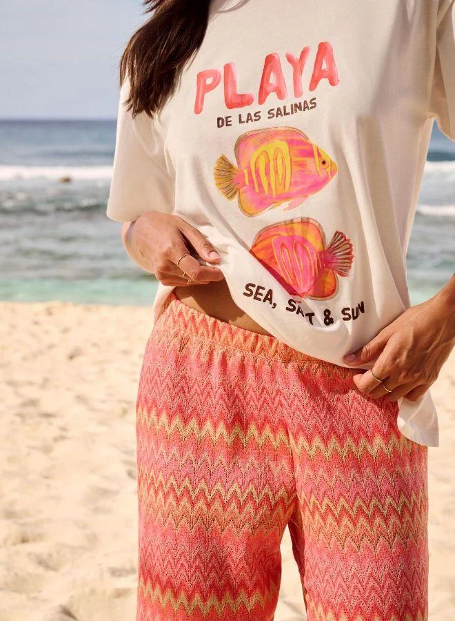 UNDIZ cotton T-shirt with 'playa' print