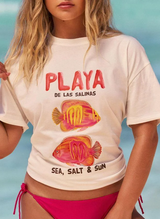 UNDIZ cotton T-shirt with 'playa' print